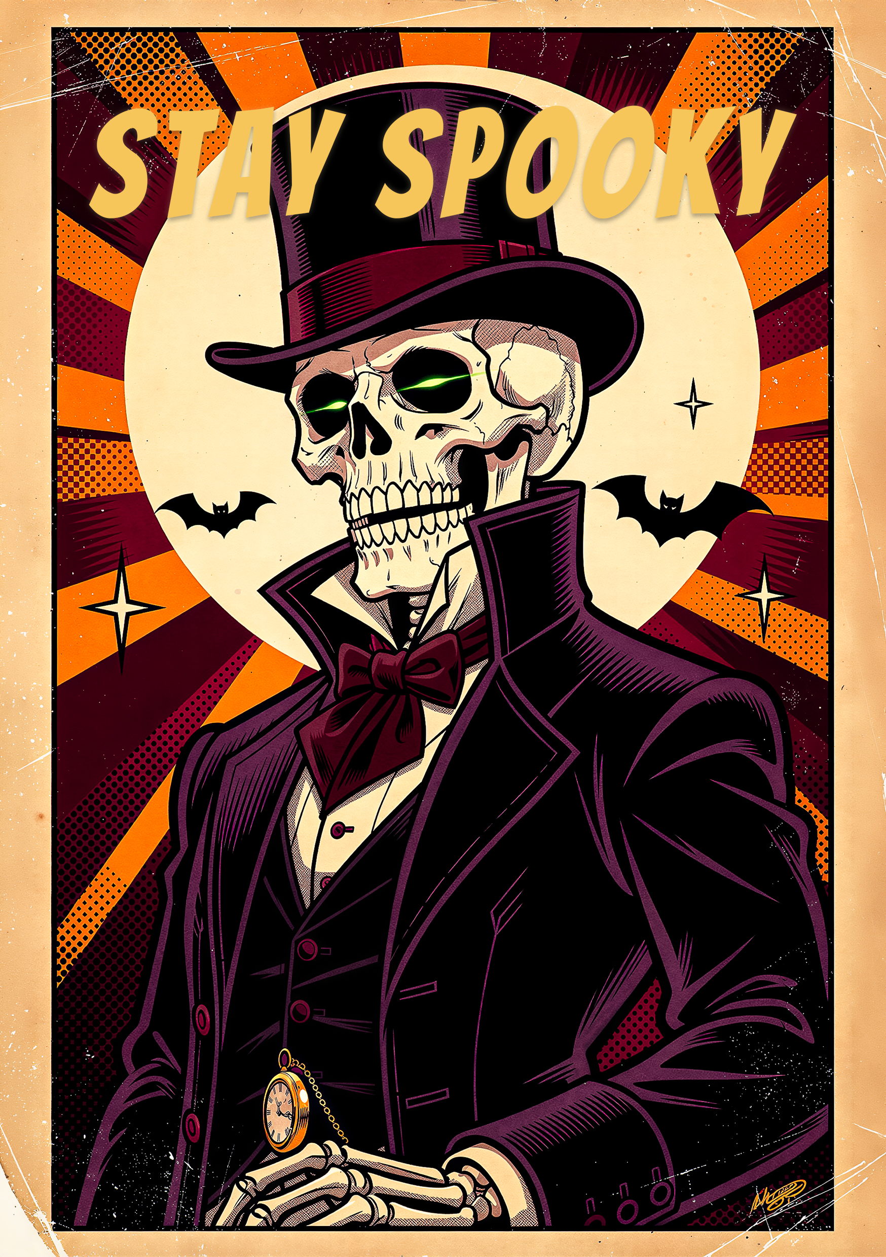 Eleganter Skelett Gentleman – kostenlose Halloween Druckvorlage